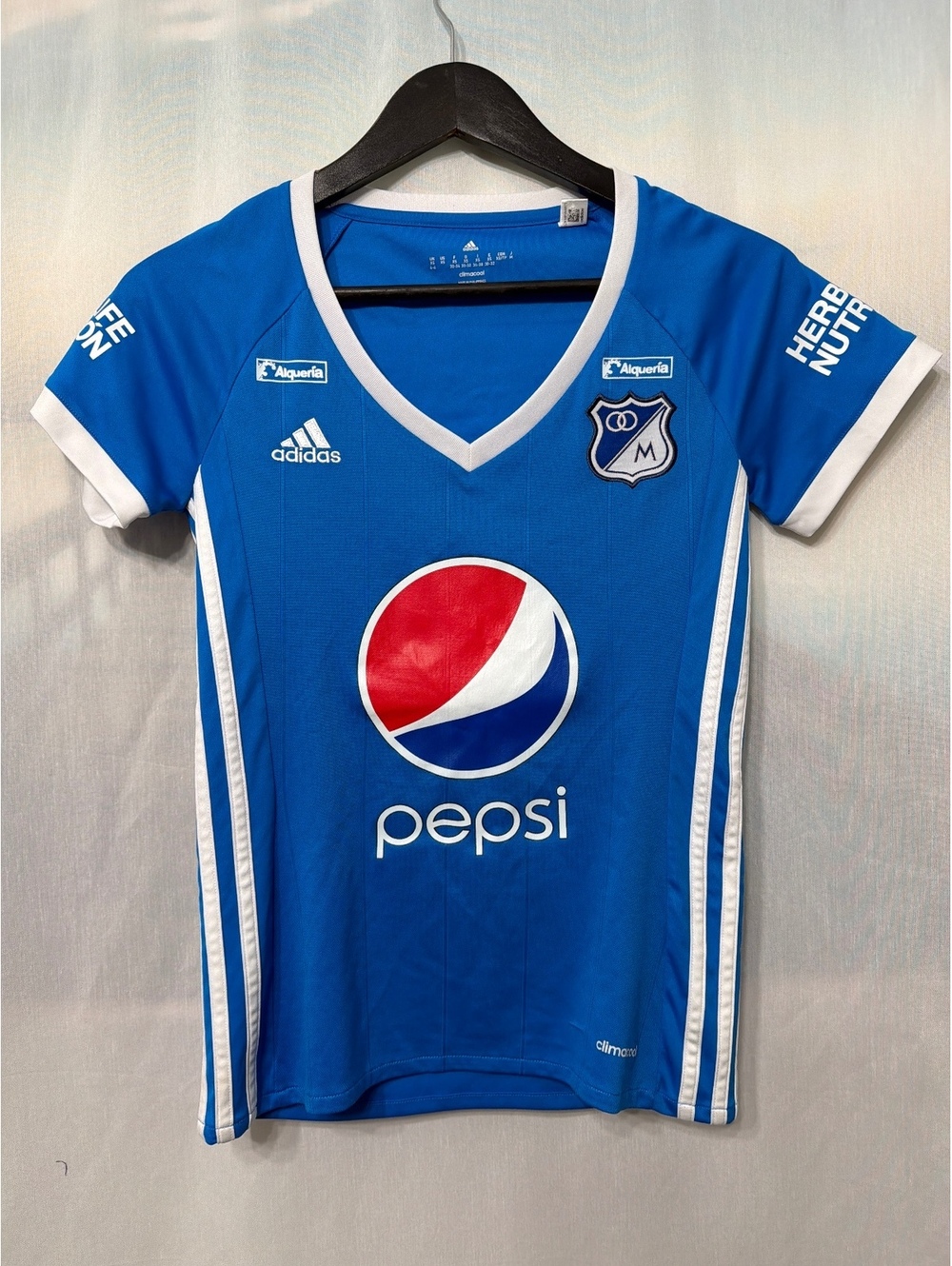 Adidas Millonarios FC Blue Pepsi Sponsor Soccer Jersey Women's XS
